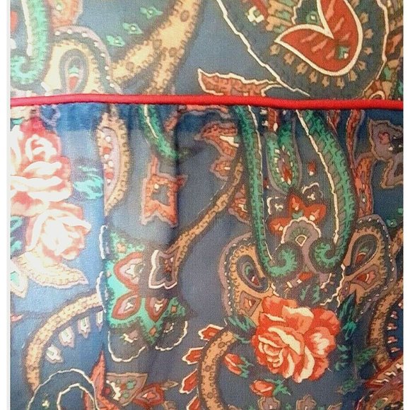 Vintage 70s paisley dress floral print cottagecore granny elastic waist midi M - Picture 9 of 12